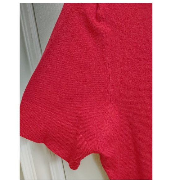 KNITTED BRIGHT RED SHORT SLEVE SHIRT - Picture 9 of 9